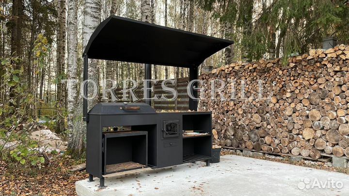 Мангал с печью под казан и крышей Производитель