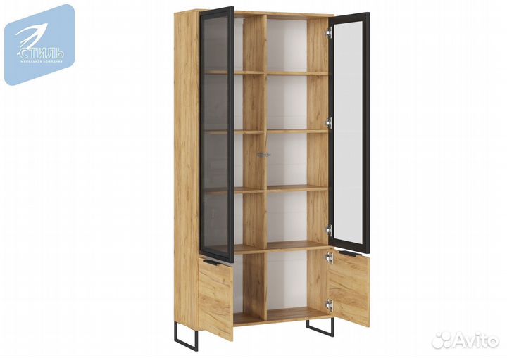 Лофт шкаф-витрина шк-002 Дуб Крафт Золотой