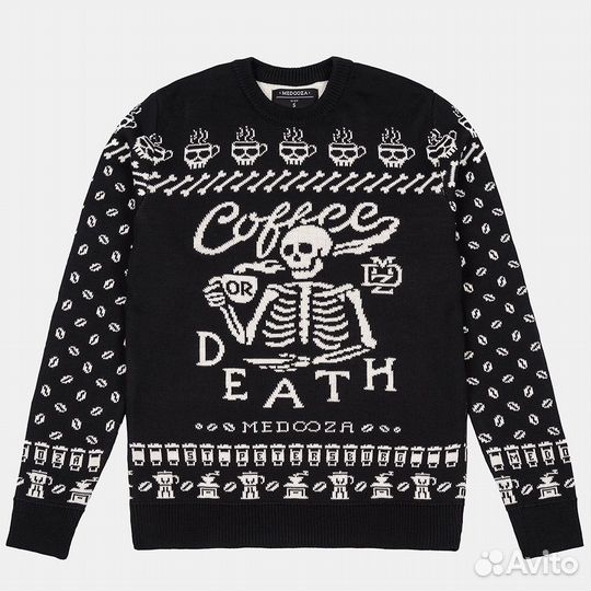 Свитер medooza coffee or death размер S