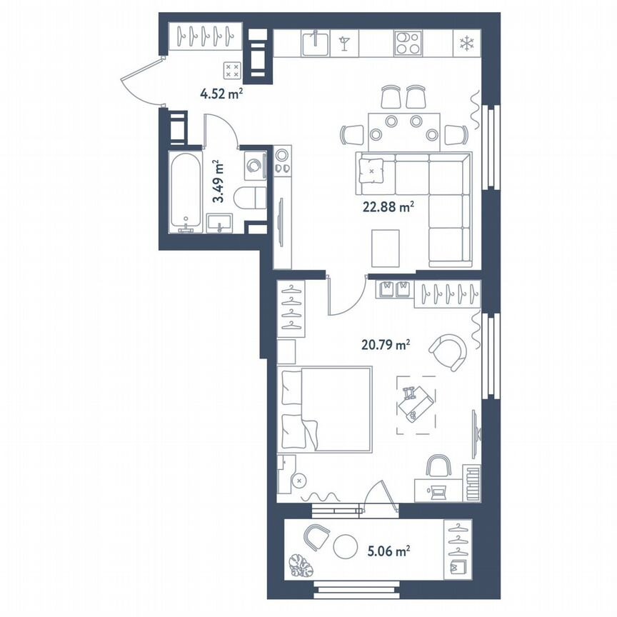 1-к. квартира, 54,2 м², 3/11 эт.