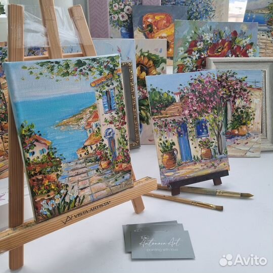 Греция пейзаж морской картина маслом море