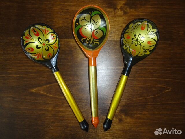 Столовые ложки деревянные Хохлома, 19 см