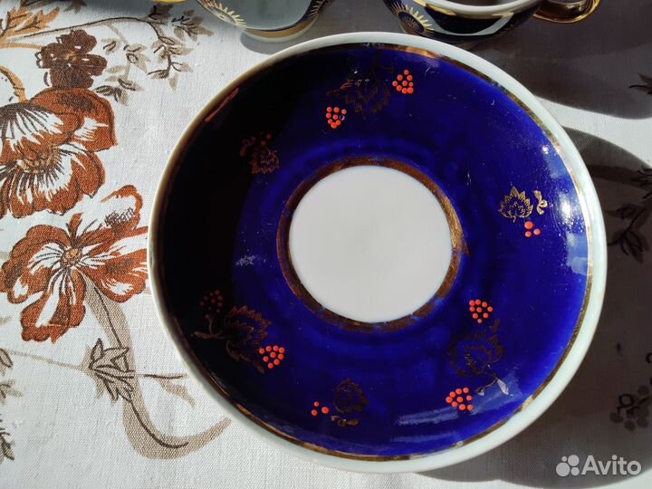 Тарелки, блюдца, кофейные чашки. Кобальт СССР
