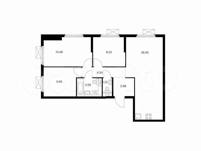 3-к. квартира, 72,4 м², 25/33 эт.