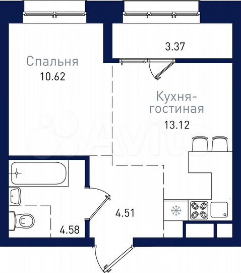 1-к. квартира, 36,2 м², 8/19 эт.
