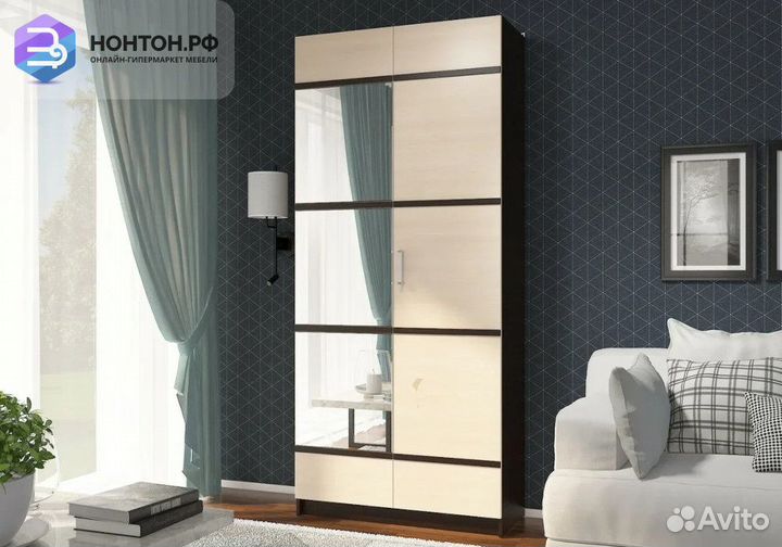 Шкаф 2-створчатый Эва с зеркалом венге / дуб молоч