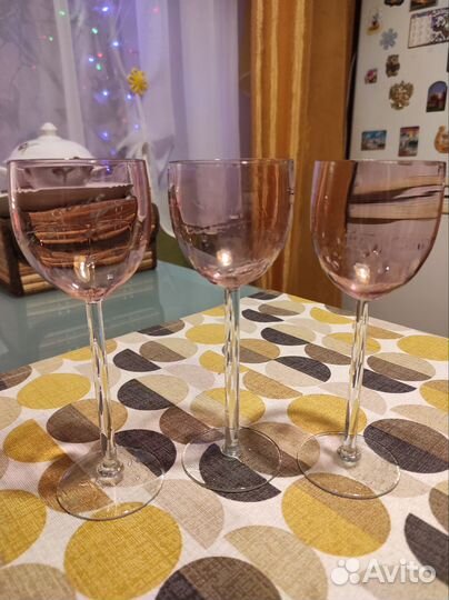Фужеры розовое стекло СССР 1970 г