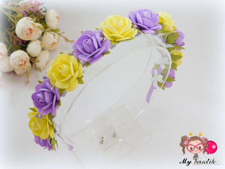 Ободок с цветами ручной работы