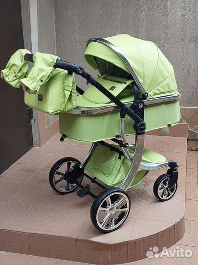 Коляска 2в1 Новая Кожа 2023 (салатовый)