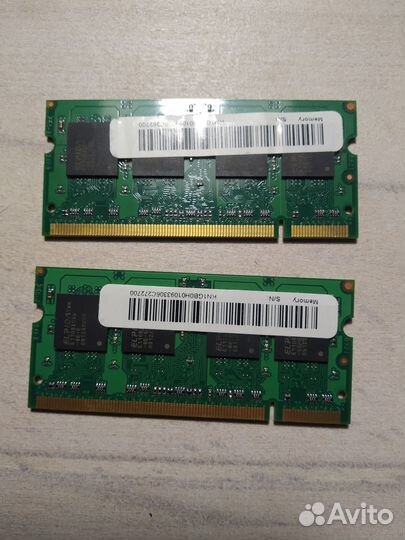 Оперативная память ноутбук SO-dimm DDR2 2Gb 2x1Gb