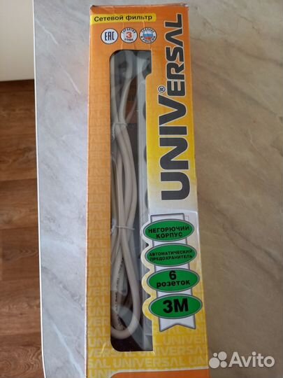 Сетевой фильтр 3 метра 6 розеток, предохранитель