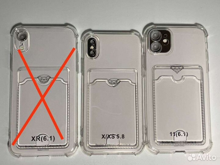 Прозрачный чехол iPhone с карманом для карт