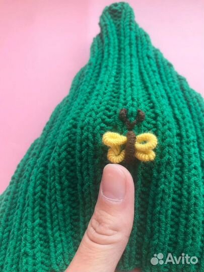 Чепчик Эльф для малыша 0-6 месяцев с бабочкой