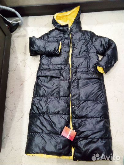 Новый двусторонний пуховик зима р.46-48