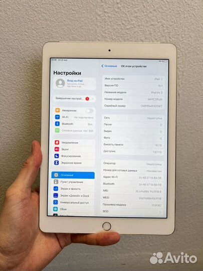 iPad air 2 16gb wifi+sim