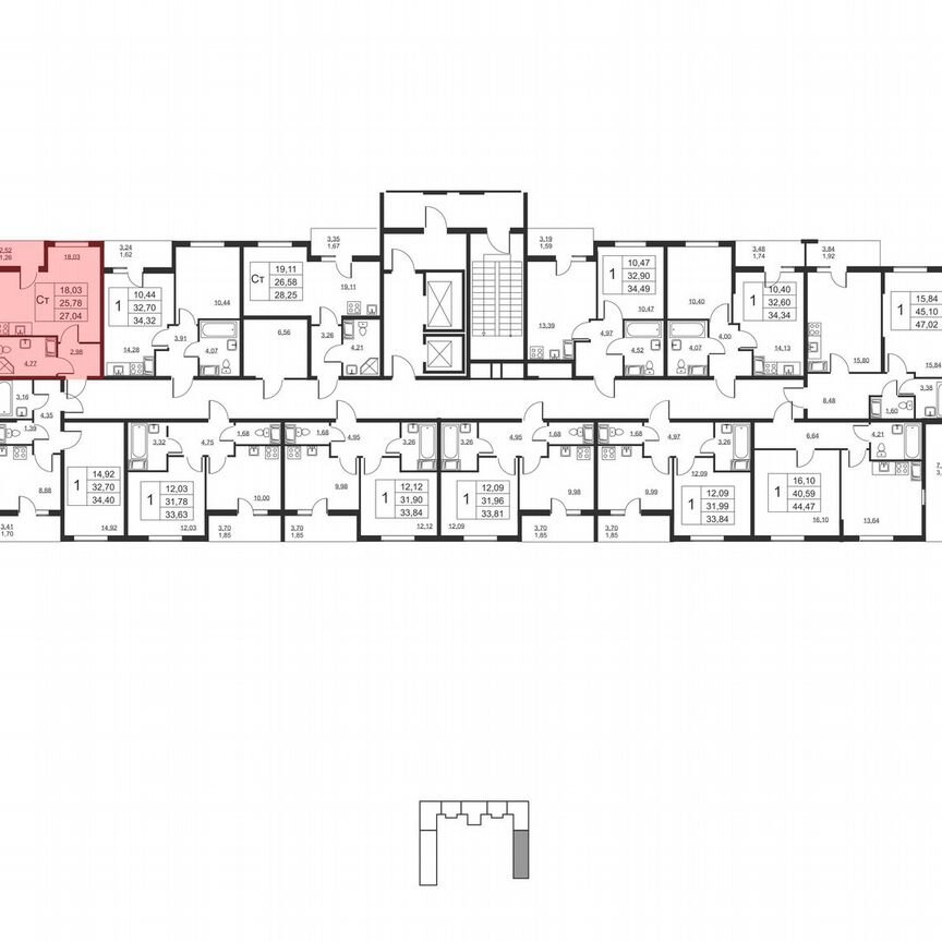 Квартира-студия, 27 м², 6/19 эт.