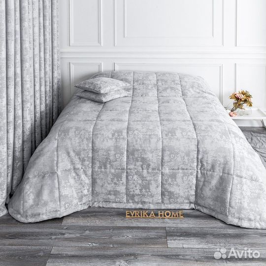 Покрывало мрамор софт Зарина Стальной новое