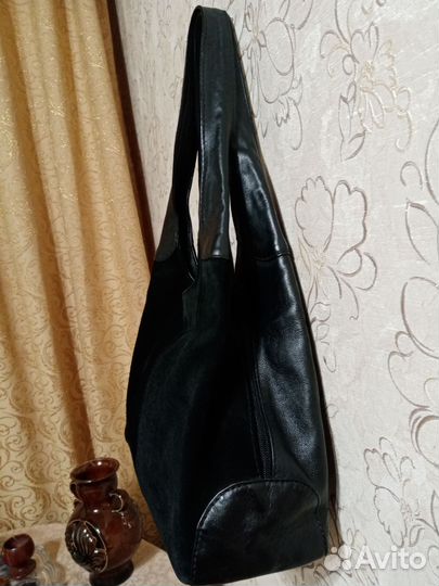 Сумка нат кожа+нат замш Италия