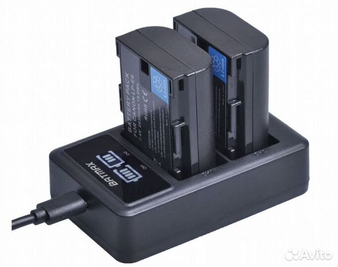 Комплект 2 аккумулятора LP-E6 + Двойное зарядное