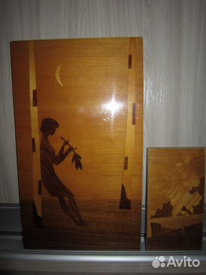 Картина и ваза из дерева СССР