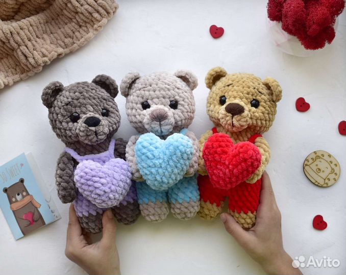 Игрушка вязаный плюшевый Мишка