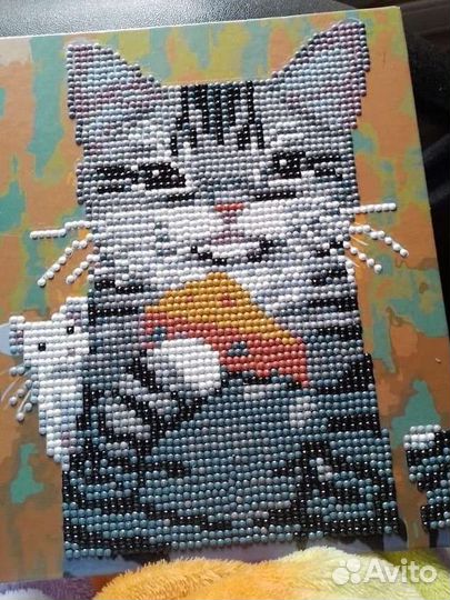 Кот алмазная вышивка готовая работа