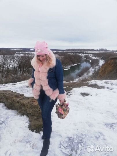 Джинсовая куртка с натуральным мехом песца
