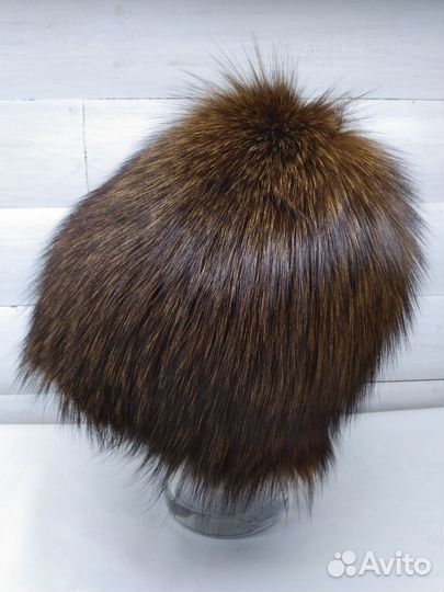 Шапка из вязаного натурального меха песца