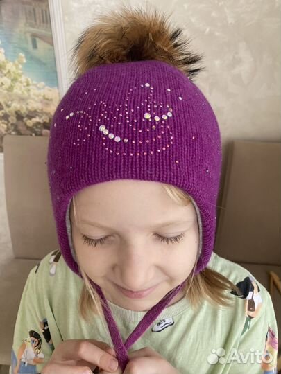 Теплая финская детская шапка для девочки