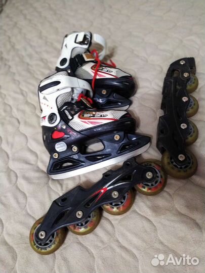 Коньки ледовые+ роликовые раздвижные