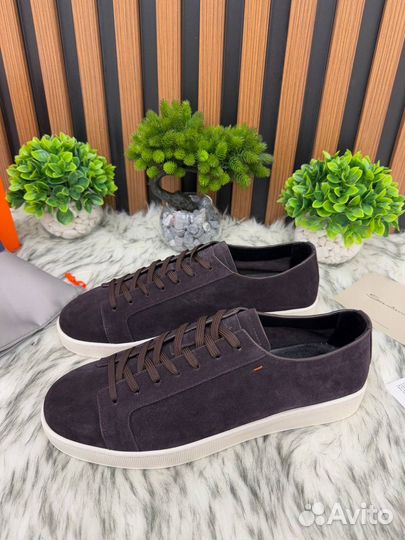 Кеды из замши Santoni