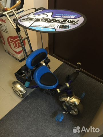 Велосипед детский 3 колесный с ручкой и крышей