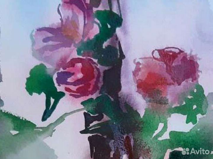 Картина акварелью цветы