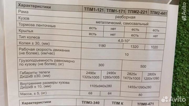 Телега прицеп для мотоблока Forza до 300кг, тормоз