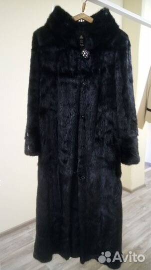 Шуба норковая 46 48 черная с капюшоном