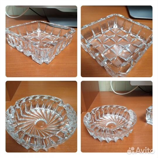 Пепельница хрусталь, латунь, СССР