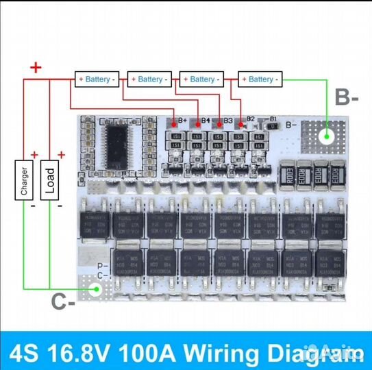 Плата защиты для Li-ion BMS 4S 16,8V, 5S 21V 100A