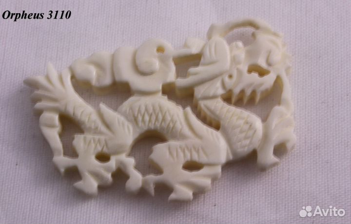 Дракон - Нэцкэ из Кости, китайская Подвеска ru*34