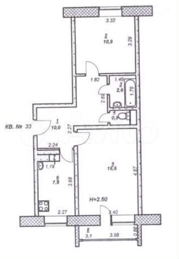 2-к. квартира, 49,1 м², 2/5 эт.