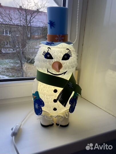 Новогодний светильник снеговик