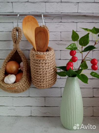 Комплект подвесных корзин из джута