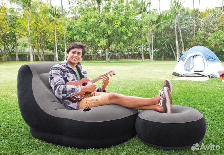 Надувное кресло с пуфиком 137х102х79см/64х28см