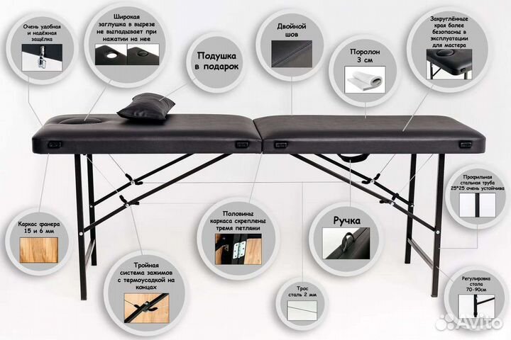 Кушетка.Массажный стол.С подлокотниками