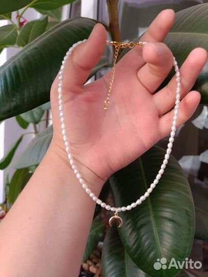 Чокер Жемчуг с лунницей