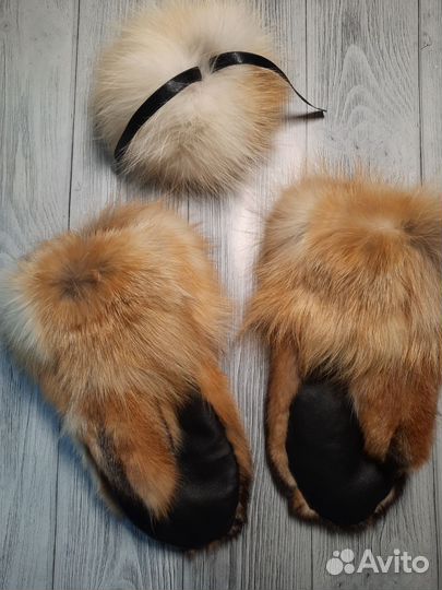 Варежки, рукавицы из меха лисы
