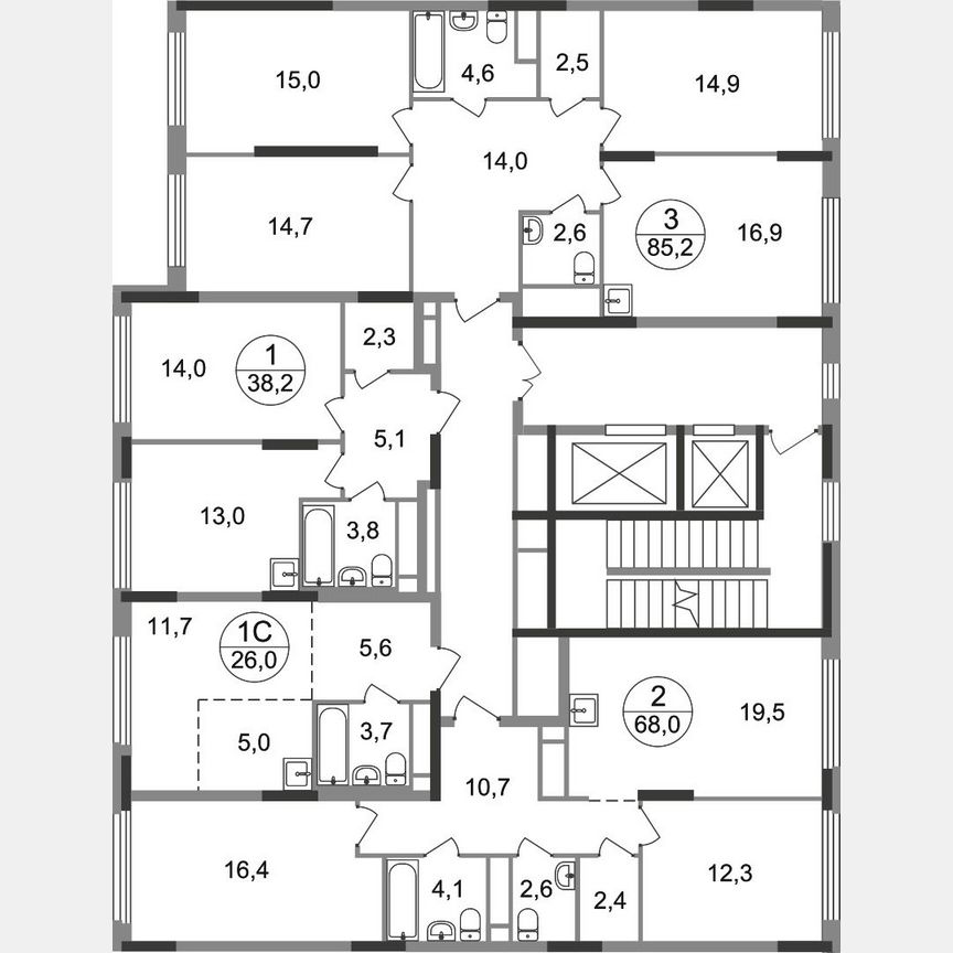 2-к. квартира, 68 м², 13/17 эт.