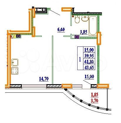 1-к. квартира, 43,5 м², 7/11 эт.