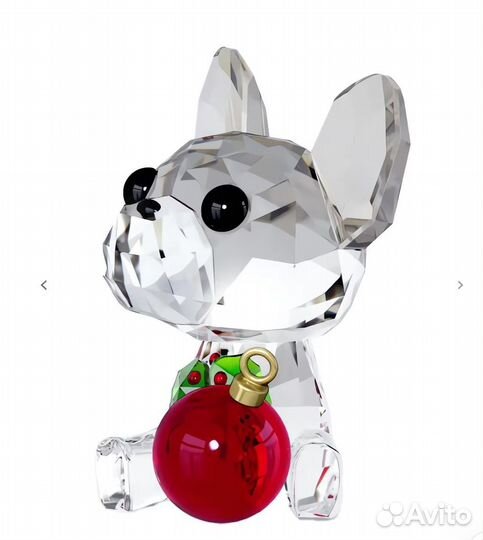 Swarovski French Bulldog Crystal Christmas Holly
