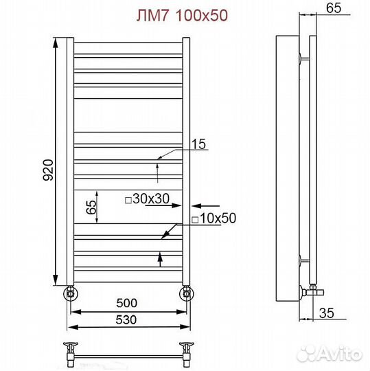 Полотенцесушитель водяной Ника Modern лм-7 100/50