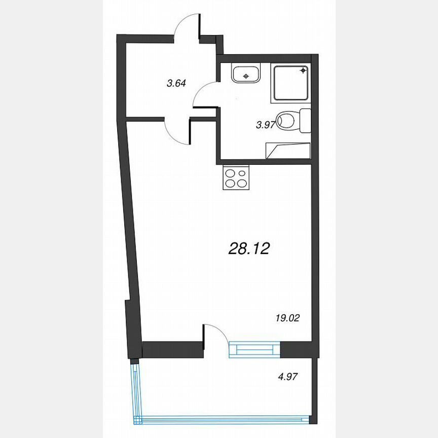 Квартира-студия, 31,6 м², 3/22 эт.